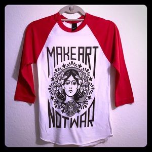 Obey Baseball Tee - Make Art Not War